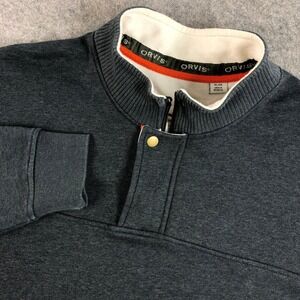 Orvis Pullover Sweatshirt Mens XL Gray 1/4 Zip